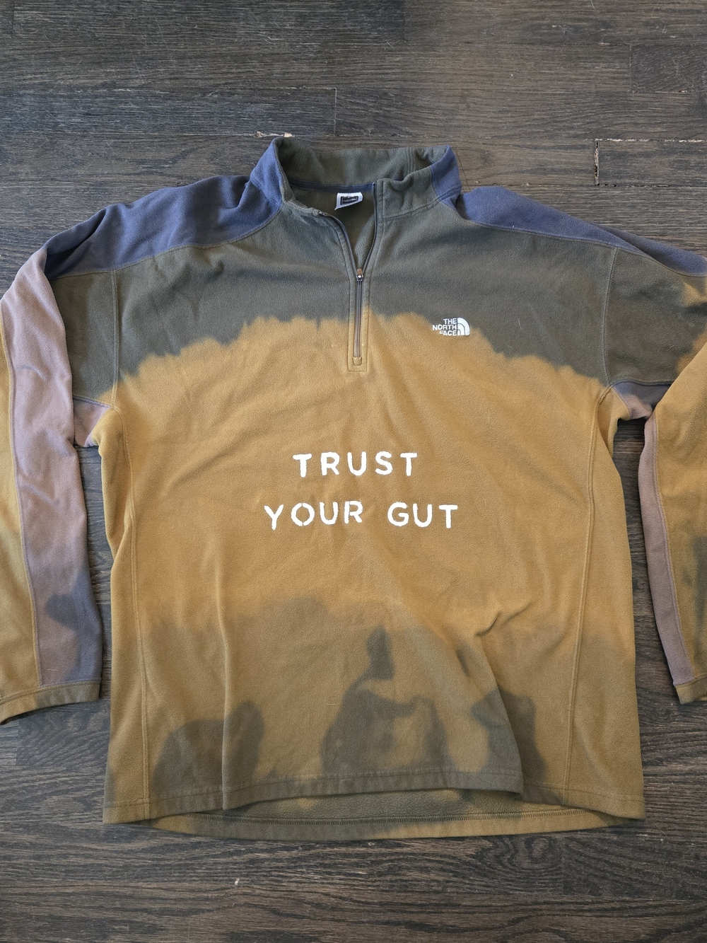 Custom Bleached North Face TKA 100 Fleece "Trust Your Gut" XL
